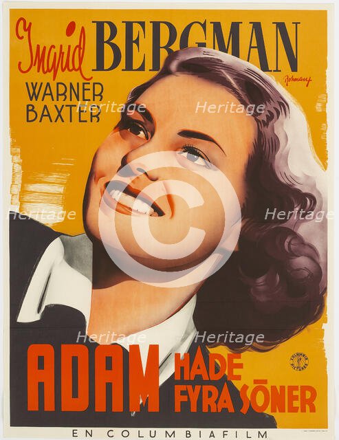 Movie poster "Adam Had Four Sons" by Gregory Ratoff  , 1941. Creator: Rohman, Eric (1891-1949).