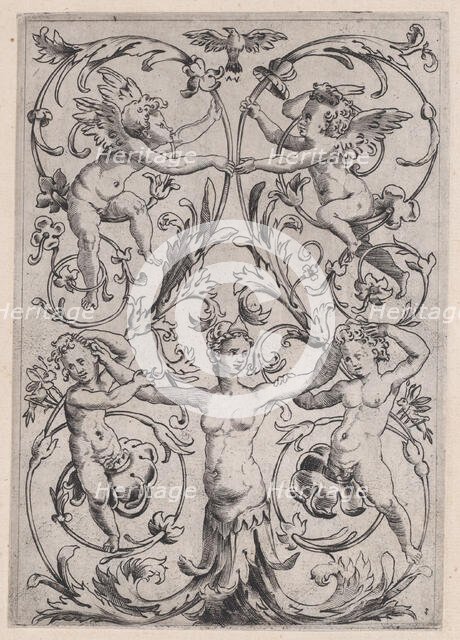 Ornamental Panel, ca. 1514-36. Creator: Agostino Veneziano.