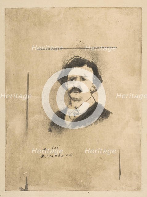 Portrait of Virginie Cardinal's Favorite, the Actor Crochard (illustration for La Fami..., ca. 1880. Creator: Edgar Degas.