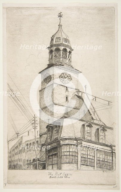 The Post Office, Middle Dutch Church (from Scenes of Old New York), 1870. Creator: Henry Farrer.