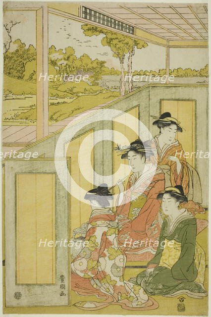 Ladies behind screen in a daimyo's mansion, n.d. Creator: Utagawa Toyokuni I.