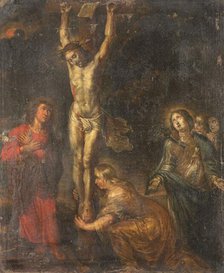 Christ on the Cross, with the Mother of Sorrows and Saints John the Evangelist and Mary..., c.1630. Creator: Anon.