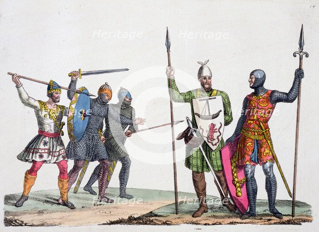 Anglo-Saxon warriors, 19th century. Artist: Unknown