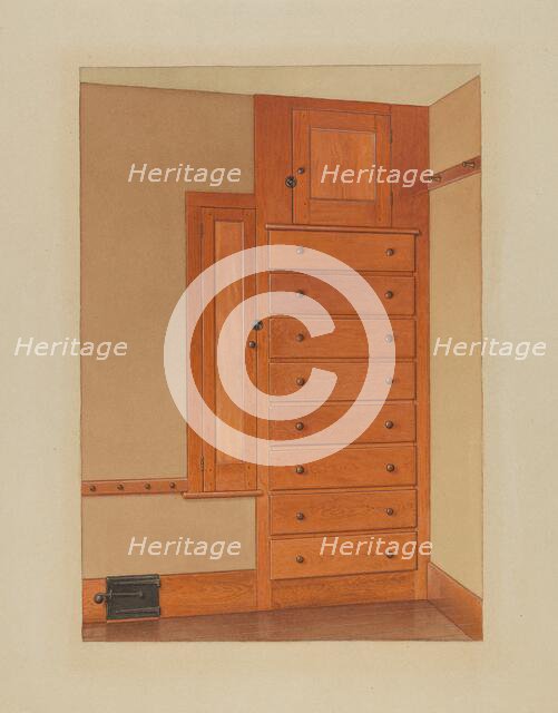 Shaker Built-In Cupboard, 1935/1942. Creator: Unknown.
