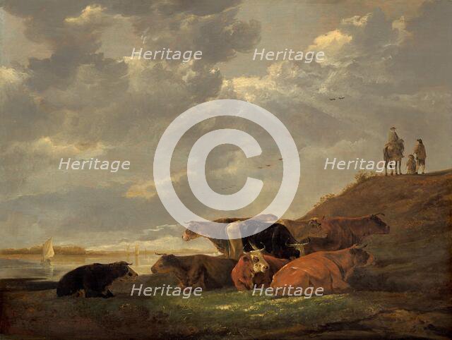 River Landscape with Cows, 1645/1650. Creator: Aelbert Cuyp.