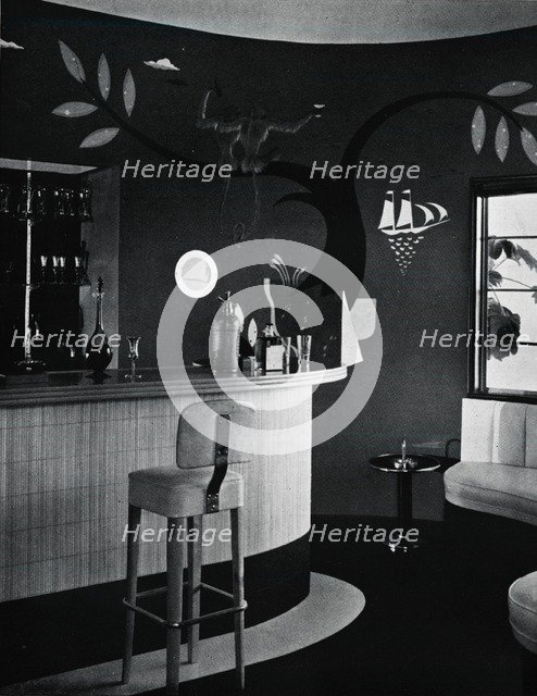 'The Bar in Mr. and Mrs. Joe Penner's house, Beverly Hills, California', c1939. Artist: Stuart O'Brien.