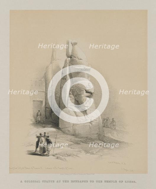 Egypt and Nubia, Volume I: One of Two Colossal Statues of Rameses II..., 1847. Creator: Louis Haghe (British, 1806-1885); F.G.Moon, 20 Threadneedle Street, London.