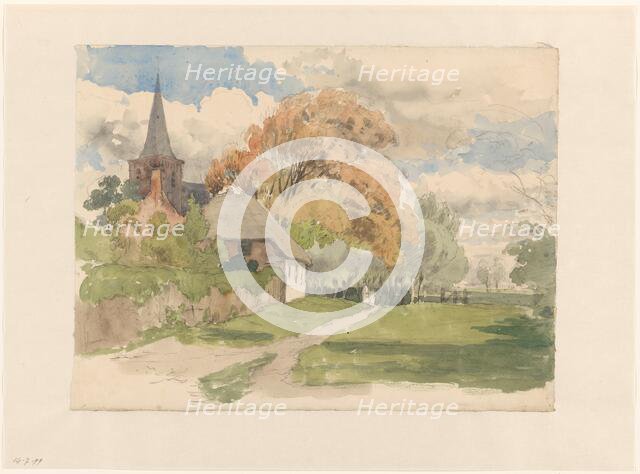 Yard at a village church, 1845-1925. Creator: Julius Jacobus van de Sande Bakhuyzen.