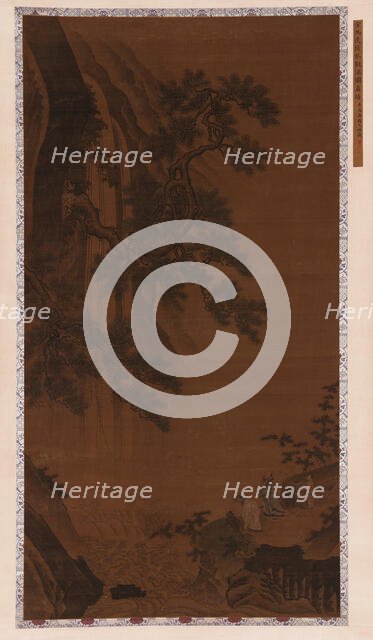 Two Gentlemen Contemplating a Waterfall, Ming dynasty, 16th century. Creator: Unknown.