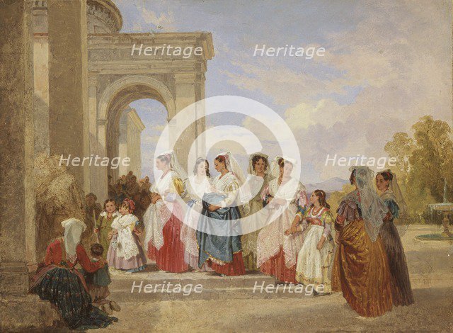 'The procession to the christening', 1820-1885. Artist: Penry Williams.