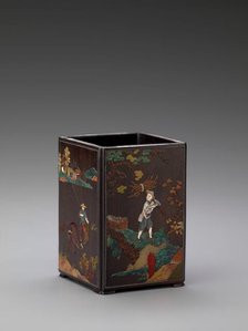 Brushpot with scenes of country pursuits, about 1700. Creator: Unknown.