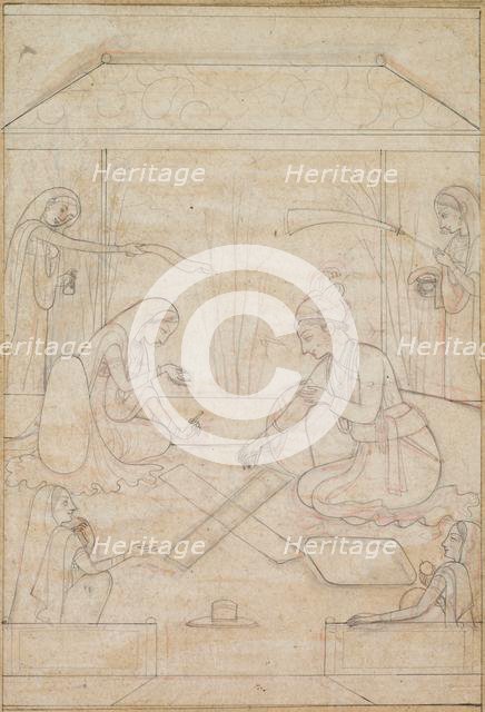 Couple Playing Chaupar on a Terrace, c. 1790-1800. Creator: Unknown.