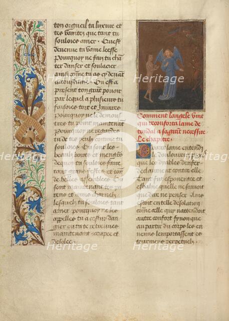 Tondal's Soul Enters Hell, Accompanied by His Guardian Angel; Les Visions du chevalier Tondal, 1475. Creator: Simon Marmion.