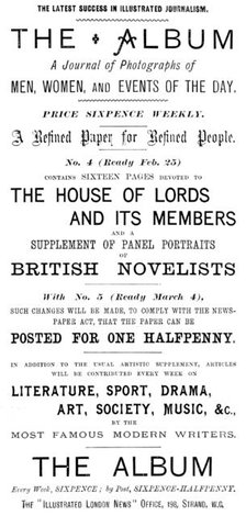 Advertisement for The Album - A Journal of Photographs of Men, Women, and Events of the Day, 1895. Creator: Unknown.