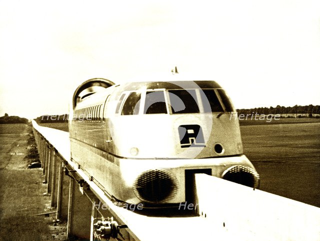 First showing of an inter-city aerotrain near Orleans, France.