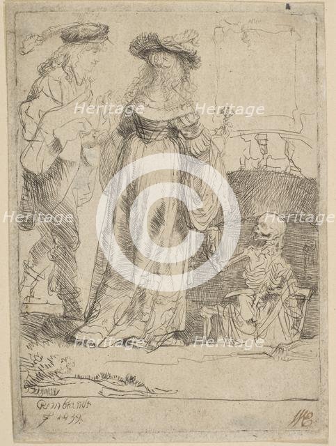Death Appearing to a Wedded Couple from an Open Grave, 1639. Creator: Rembrandt Harmensz van Rijn.