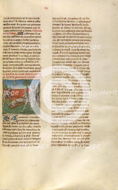 Isaiah being Sawn in Two; Miroir Historial, about 1475. Creator: Unknown.