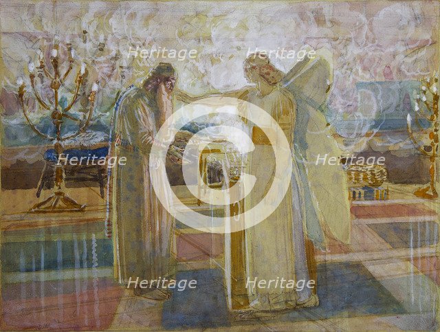 Archangel Gabriel strike Zacharias dumb, End 1840s. Artist: Ivanov, Alexander Andreyevich (1806-1858)