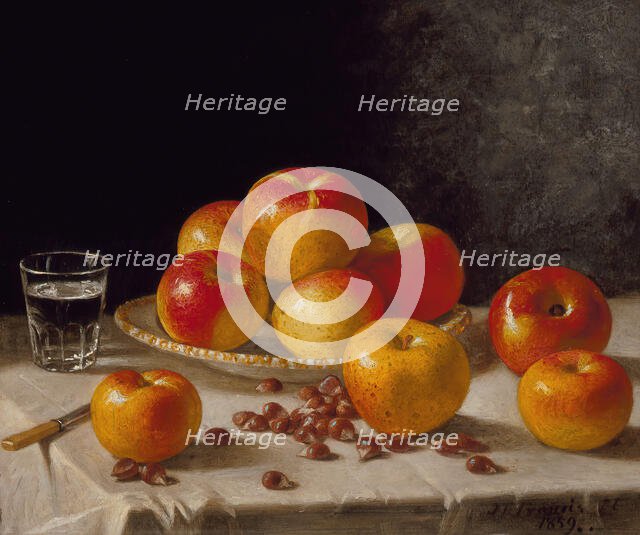 Still Life, Apples and Chestnuts, 1859. Creator: John F. Francis.