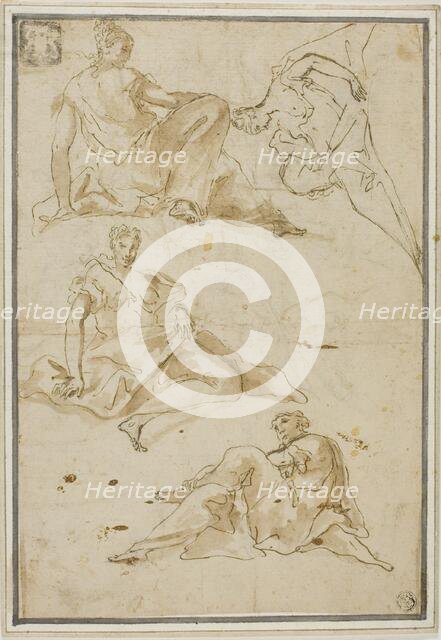 Sketches of Four Draped Female Figures (for Pendentives), n.d.