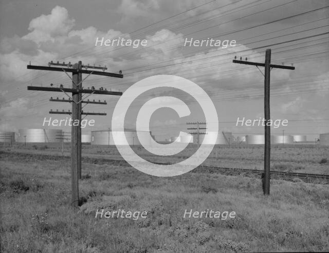 Oil tanks near Midland, western Texas, 1937. Creator: Dorothea Lange.