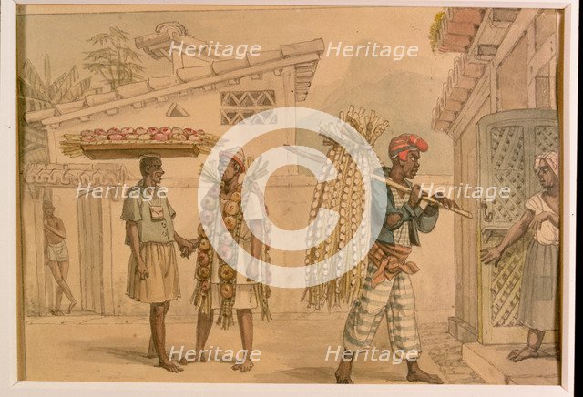 Sellers of garlic and onion, watercolor, 1826.