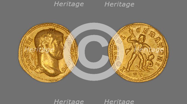 Aureus (Coin) Portraying Emperor Diocletian, 294-305, issued by Diocletian. Creator: Unknown.