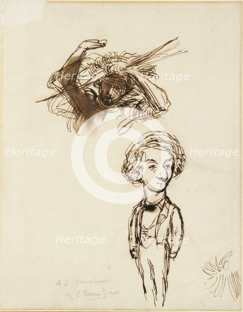 Caricature of Algernon Charles Swinburne, 1863. Artist: Sir Edward Coley Burne-Jones.