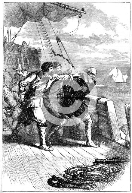 Mutiny on Henry Hudson's ship, 1611 (c1880). Artist: Unknown
