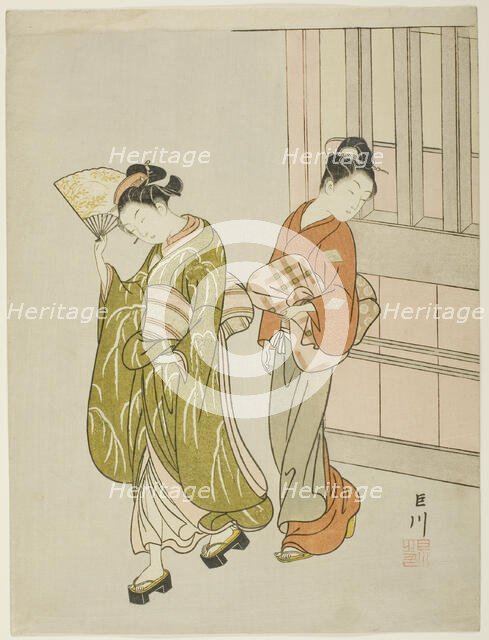 Clearing Breeze from a Fan (Ogi no seiran), from the series "Eight Views of the...", c. 1766. Creator: Suzuki Harunobu.