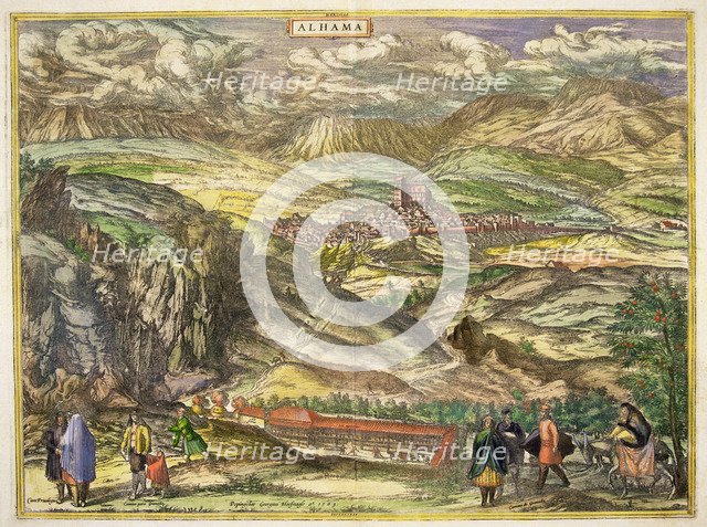 View of the town of Alhama (Granada). Engraving for the work 'Civitates Orbis Terrarrum', 1576, b…