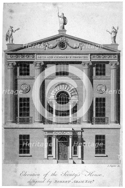 Front elevation of the Society of Arts building in John Adam Street, Westminster, London, c1770.     Artist: Isaac Taylor 