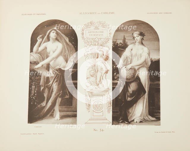 Astronomy. Geography. From "Allegories and Emblems" by M. Gerlach, 1882. Creator: Klimt; Gustav (1862-1918).