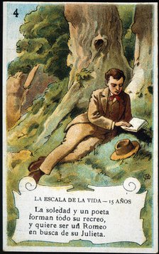 Picture card 'The scale of life'. Number 4, 1902, for the company 'Chocolates Amatller'. Creator: Mestres, Apeles. (1854-1936).