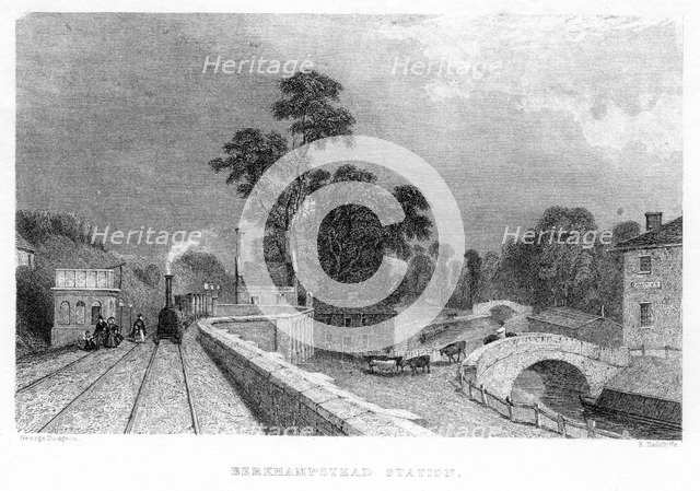Berkhamsted Station, Hertfordshire, on the London and Birmingham Railway, c1860. Artist: Unknown
