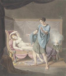 Classical performance with a standing man and a woman on a chaise longue, 1794-1858. Creator: Henricus Franciscus Wiertz.