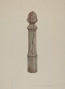 Carved Wooden Hitching Post, c. 1939. Creator: Rose Campbell-Gerke.