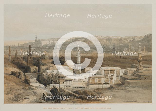 Egypt and Nubia, Volume III: Cairo from the Gate of Citzenib, Looking towards the Desert of Suez, 18 Creator: Louis Haghe (British, 1806-1885); F.G. Moon, 20 Threadneedle Street, London.