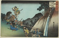No. 10: Ushiwaka Defeats Sekigahara Yoichi at Keage Mountain Pass (Jukkai, Keage tog..., c. 1832/34. Creator: Ando Hiroshige.