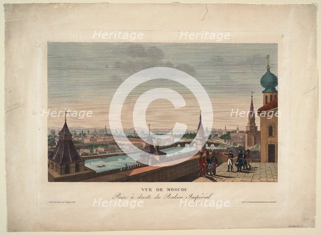 View of Moscow, taken from the balcony of the Imperial Palace, 1812. Artist: Courvoisier-Voisin, Henri (1757-1830)