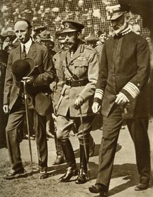King George V attends a baseball match at Stamford Bridge, London, (1935). Creator: Unknown.