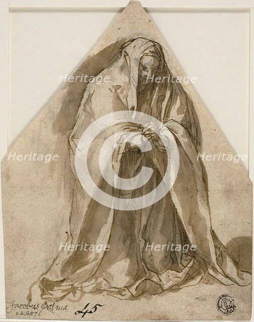 Kneeling Woman (recto and verso), n.d. Creator: Sante Peranda.