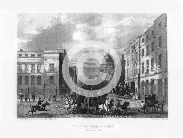 General Post Office, London, 19th century.Artist: J Woods
