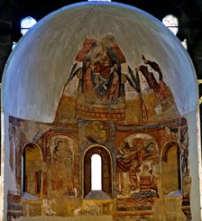 Murals in the apse with scenes of Jesus' childhood and Pantocrator, Polinyà c.1122. They come fro…