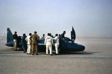 Bluebird CN7, Donald Campbell and support crew, Lake Eyre, Australia, 1964. Creator: Unknown.