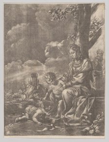 The Holy Family with the infant Saint John kissing Christ's feet, 1640-60. Creator: Anon.