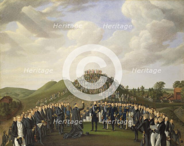 King Carl XIV Johan Visiting the Mounds at Old Uppsala in 1834, 1836. Creator: Johan Way.
