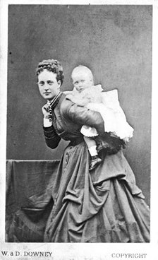 Princess of Wales and one of her sons possibly the future King George V, 1867-8. Artist: Unknown