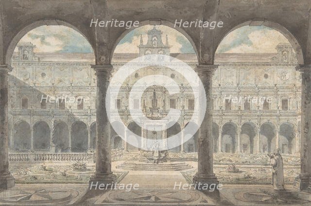 Cloister of the Certosa di San Martino, Naples, ca.1777-1779. Creator: Louis Jean Desprez.