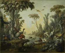 Paysage aux échassiers, between 1765 and 1770. Creators: Jean Baptiste Marie Huet, Jean-Honore Fragonard.